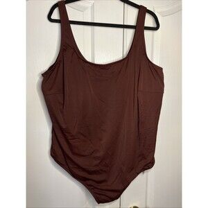 NWOT Amazon Essentials Bathing Swim Suit Plus Size 5X Brown One Piece Stretch